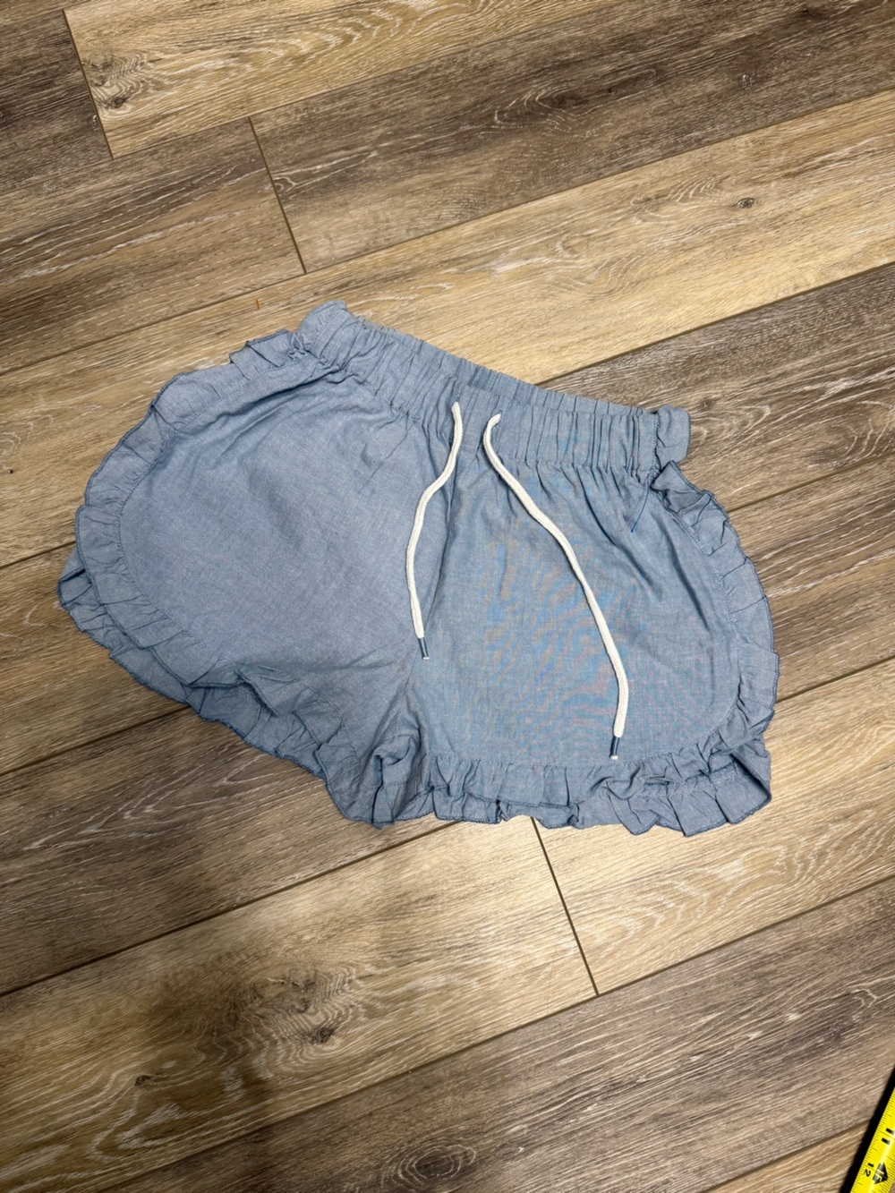 #17) Simply Southern Light Blue Ruffle-Trim Shorts